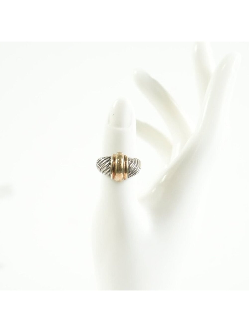 David Yurman cable dome ring in sterling silver w/14K yellow gold center cable